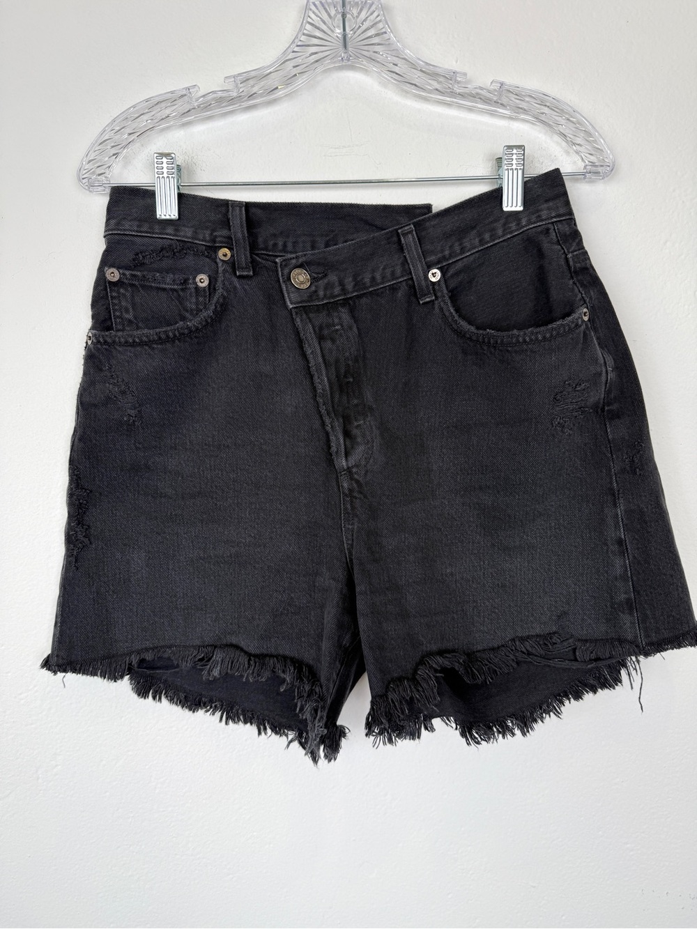 AGOLDE Size 27 Black Criss Cross Organic Cotton Denim Shorts